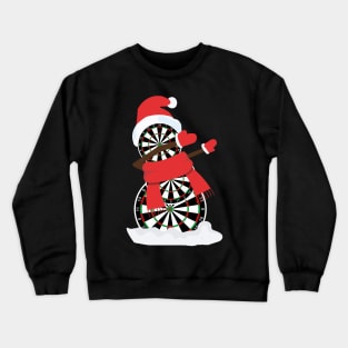 Darts Snowman Dabbing Xmas Gift For Dart Player Crewneck Sweatshirt